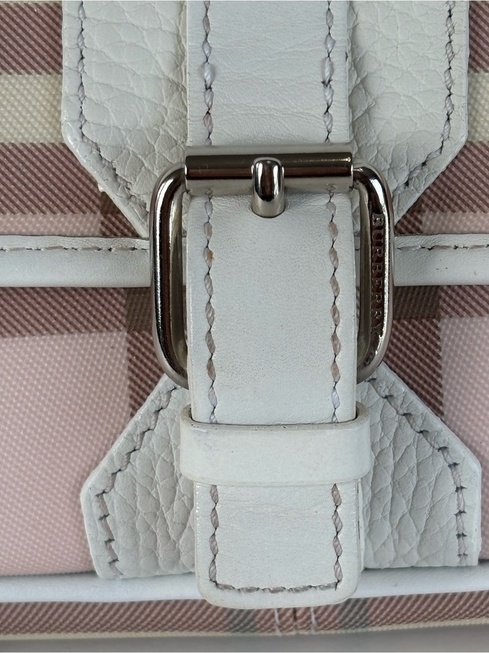 Burberry Pink and White Check Leather Wristlet Clutch - Picture 6 of 10